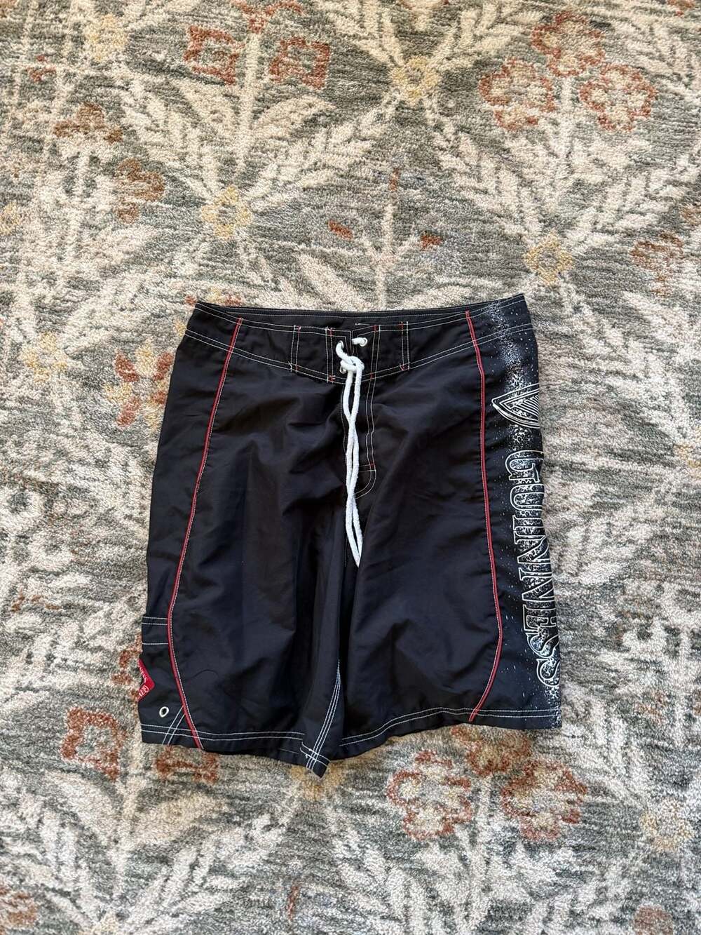 Guinness Official Merchandise Men's Black Board Shorts with Logo and Harp Graphi
